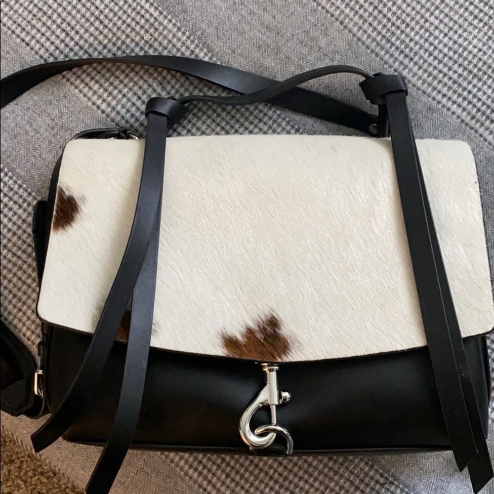 Rebecca Minkoff black and furry cow pattern bag